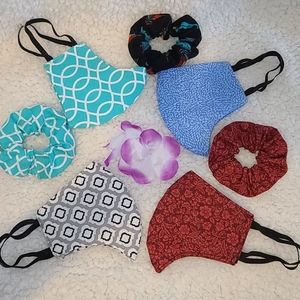 4pcs Face Mask with scrunchies